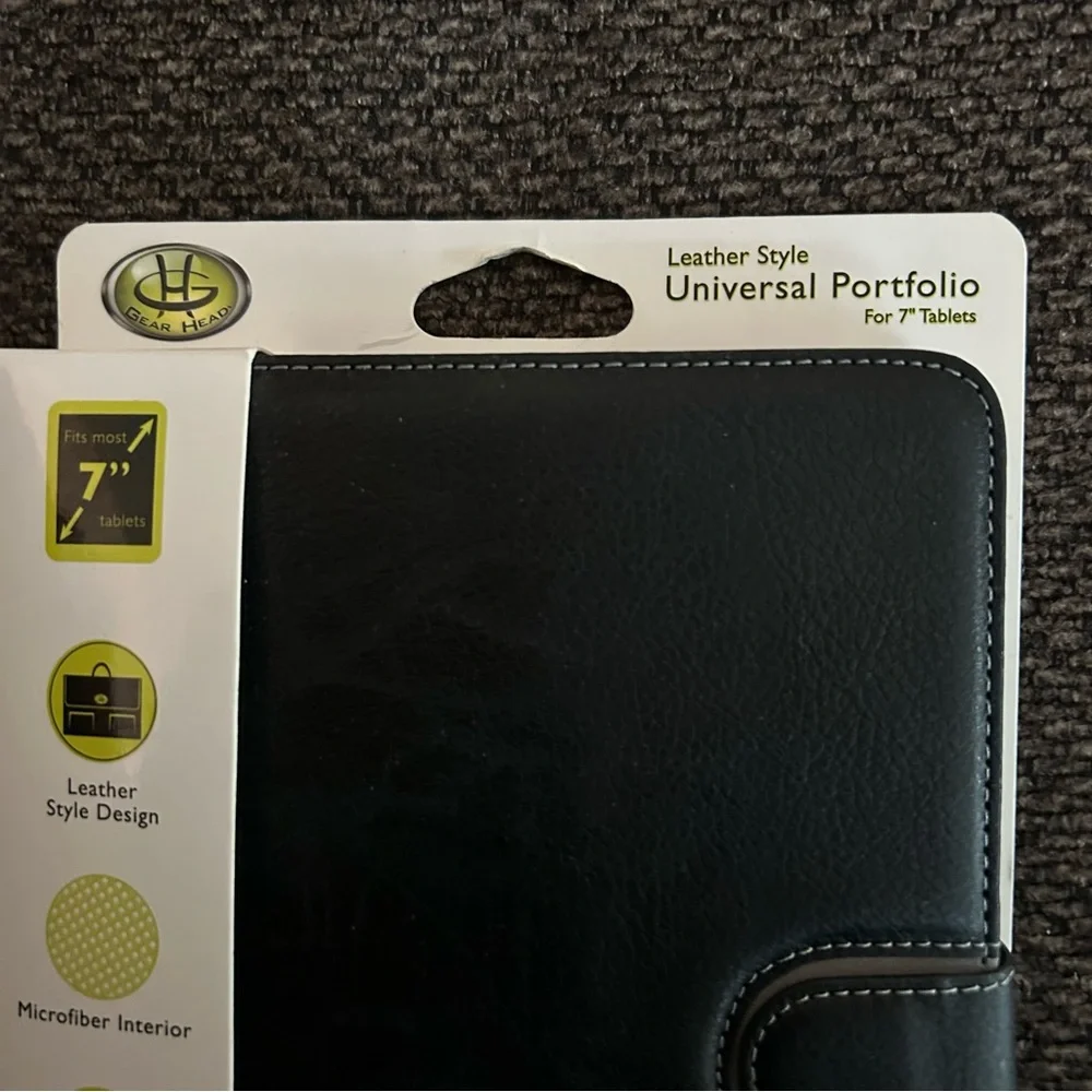 Gear Head Universal Black Leather Tablet Case-fits 7” tablet